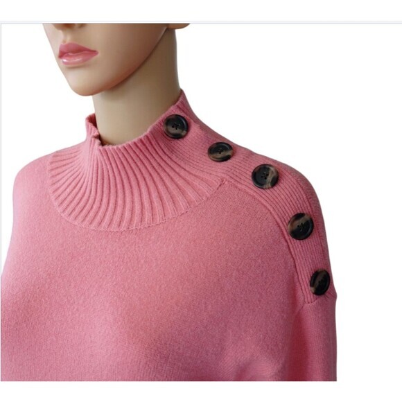 By Anthropologie Knit Sweater Women‎ Sz S Pink Button Oversized - Picture 4 of 11
